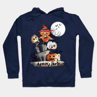 Cute Owls’ Spooky Party _ what we do at Halloween Night _ Ink Illustration Hoodie